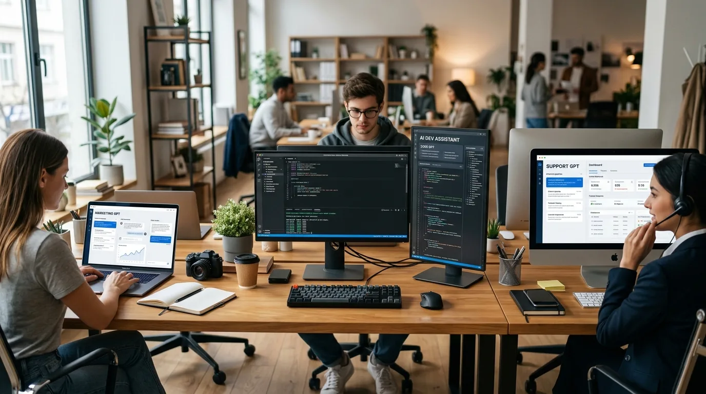 Ví dụ Custom GPT cho các vai trò công việc như marketer, lập trình viên và hỗ trợ khách hàng