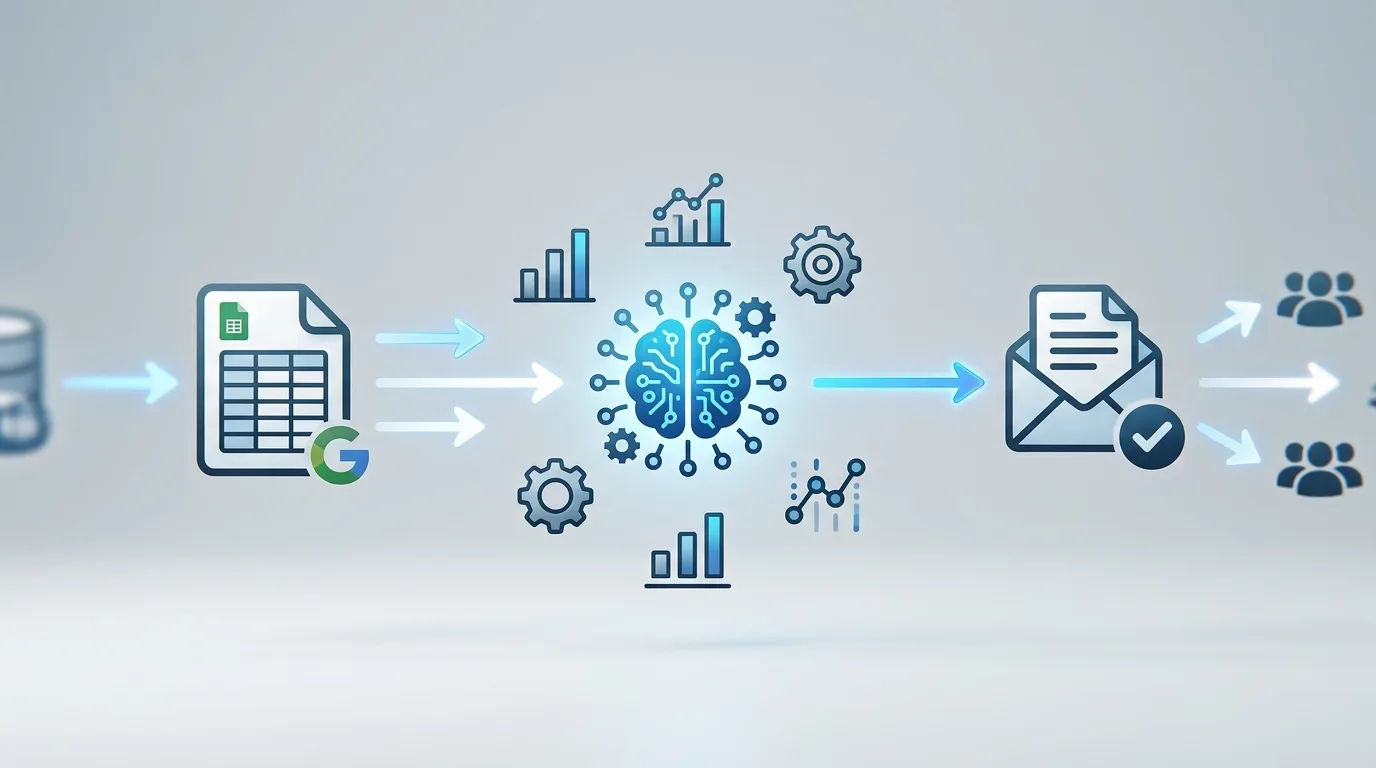 Kiến trúc AI agent tự động kết nối Google Sheets tạo báo cáo hàng tuần