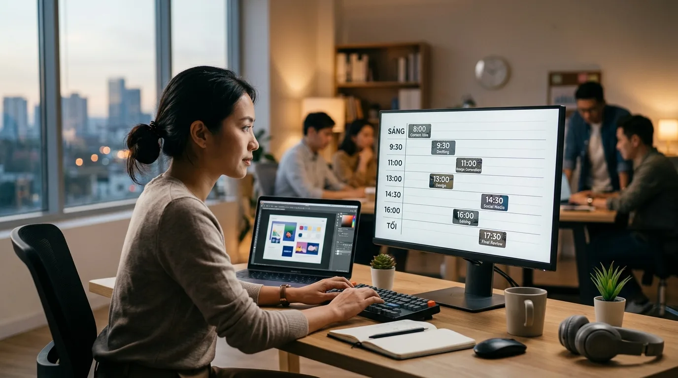 Lịch trình 1 ngày marketer ứng dụng AI từ sáng đến chiều hiệu quả